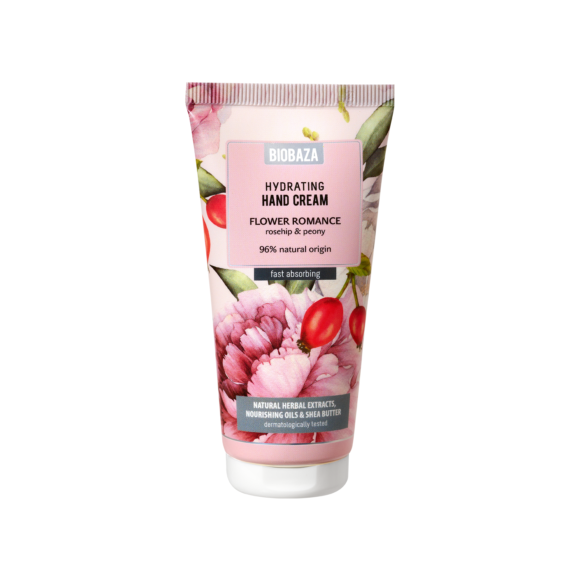 10165357_1 Хидратиращ крем за ръцe Flower Romance с божур и шипка - BIOBAZA - Image 1